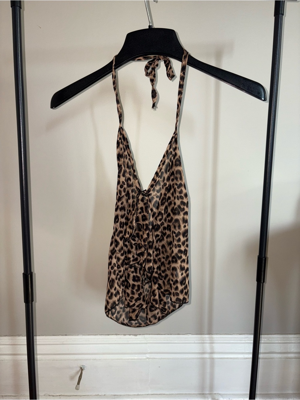 Leopard Print Halter Cami Top - Brown